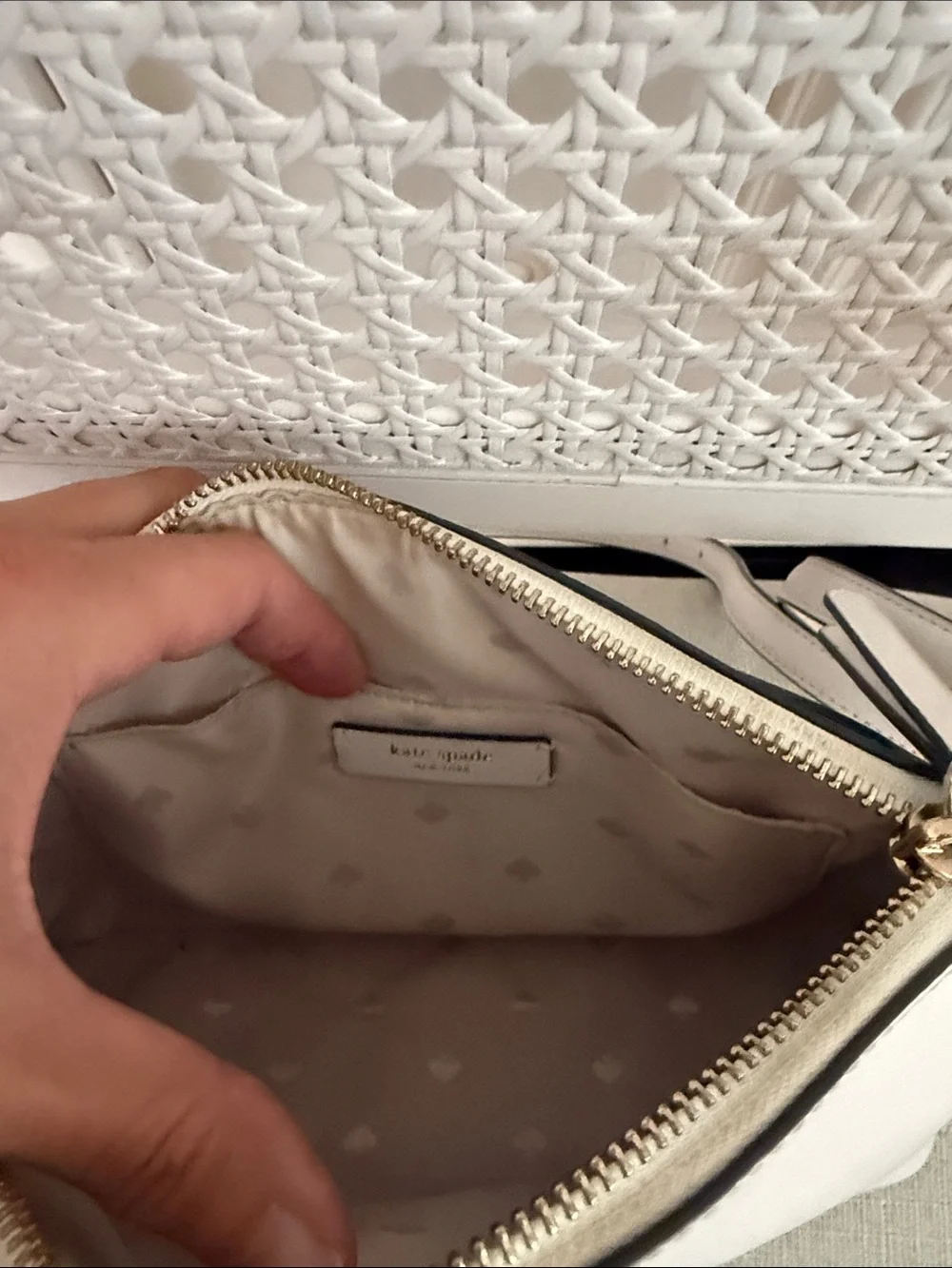 kate spade White Pebbled Leather  Crossbody Purse